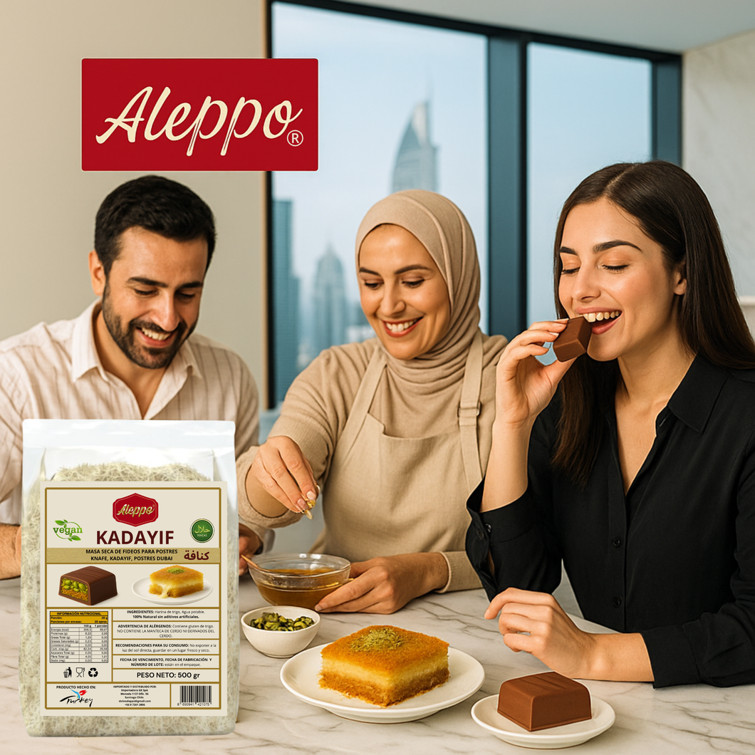 Kadayif (Kunafa, Knafeh, Knafe, Kataifi Marca ALEPPO® Materia Prima para Chocolate Dubai, Postres Dubai