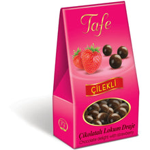Cargar imagen en el visor de la galería, Grageas De Delicias Turcas con Frutilla Cubierta con Chocolate Belga 60 Gr
