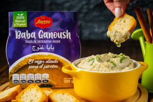 Baba Ganoush Dips de berenjena Ahumada árabe 100% Vegano,Sin Gluten, Sin Lactosa y Natura, Libre de Sellos 320 Gr