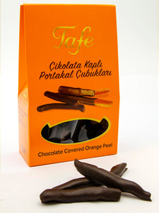 Cáscara de Naranja cubiertas de Chocolate Belga 65 Gr